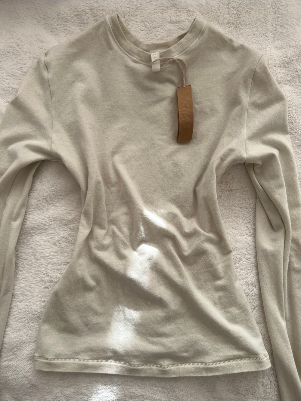 SKIMS Cream Long-Sleeve Crewneck Top